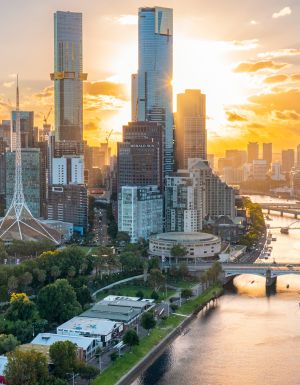 an aerial view of Southbank, Melbourne suburbs